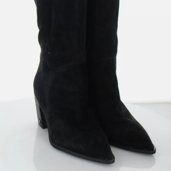 $225 Women's Sz 9 Sam Edelman Leahla Suede Pointy Toe Mid 👢boots - Picture 3 of 9
